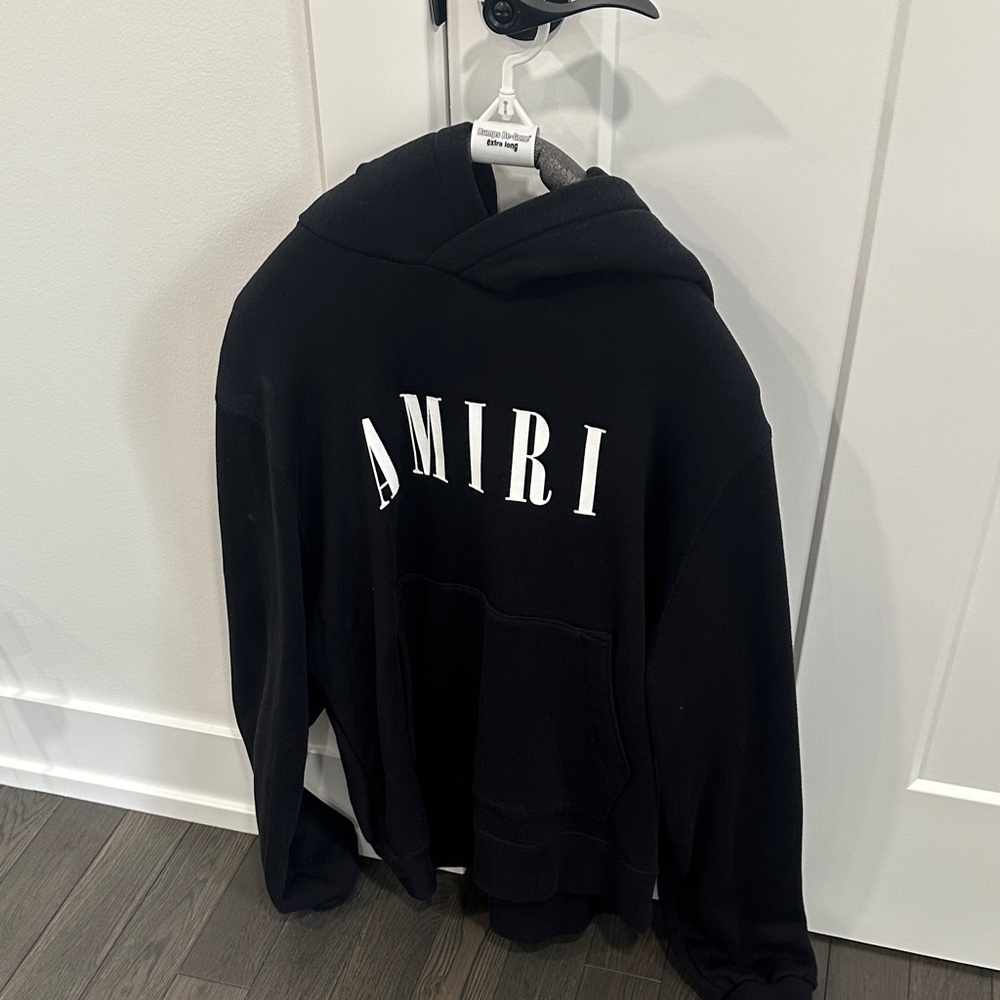 AMIRI Black Hoodie with White Logo